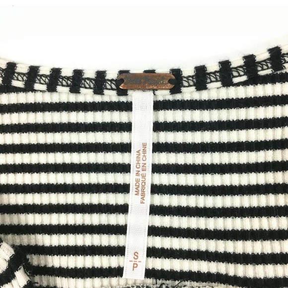 Free People Black and White Striped Rib Knit Top - Picture 6 of 7
